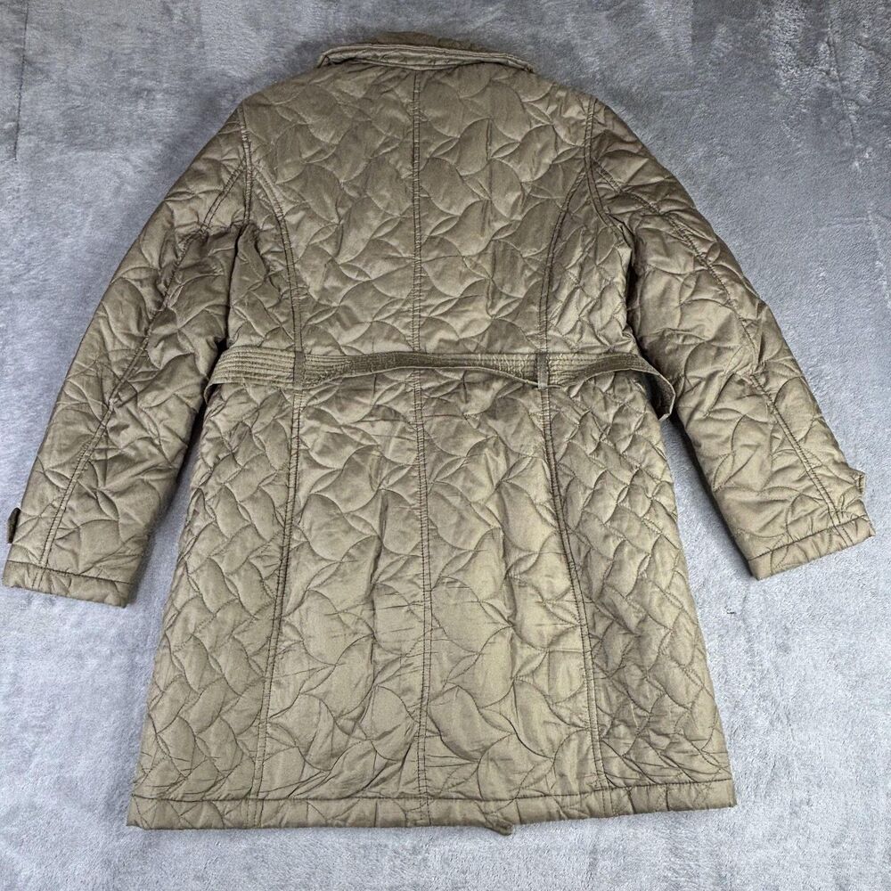 Lands' End Coat‎ Womens Small Tan Khaki Quilted Belted Snap Front Insulated - Picture 3 of 11